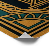 Poster Art Deco Howling Wolf Golden Sunburst (Coin)