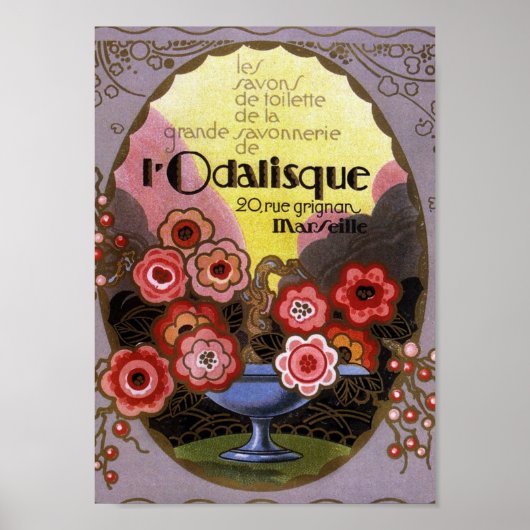 Poster Art Deco Label Odalisque Toilette (Devant)