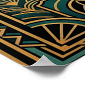 Poster Art Deco Leaping Rabbit Gold & Teal Art (Coin)