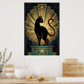 Poster Art Deco Minimal Cat Profile Wall Art (Cuisine)
