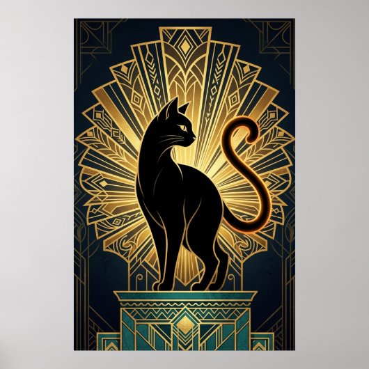 Poster Art Deco Minimal Cat Profile Wall Art (Devant)