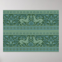 Art Deco Nouveau Chien Nature Botanique Antique