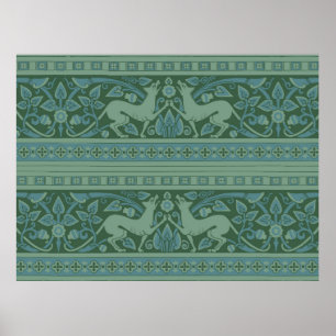 Poster Art Deco Nouveau Chien Nature Botanique Antique