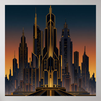 Poster Art Déco Nouveau Style Cityscape