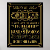 Poster ART Deco Open bar signe pour le Gatsby Party des a (Devant)