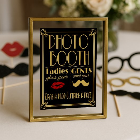 Poster Art Deco PHOTO BOOTH print black and gold