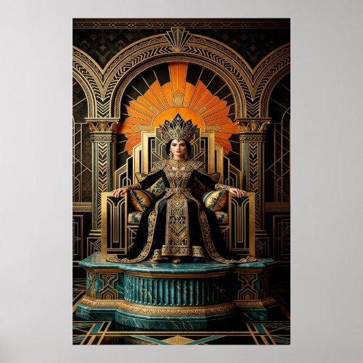 Poster Art Deco Queen Throne Gilded Palace Gold (Devant)