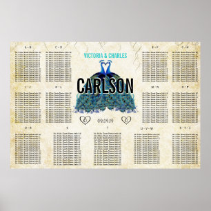 Poster Art Deco Roaring 20s Gatsby Peacock Seating Chart
