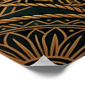 Poster Art Deco Saguaro Cactus Sunburst Desert Gold Teal  (Coin)