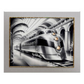 Poster Art Deco Streamlined Style Train Poster. (Devant)