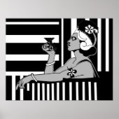 Poster  Art Deco Stripe Black White - groot (Voorkant)