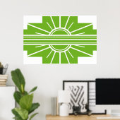 Poster Art Deco Sunburst Pattern in White and Lime (Bureau à domicile)