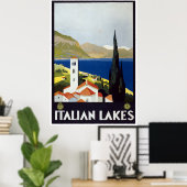 Poster Art Déco Vintage voyage Lacs italiens (Bureau à domicile)