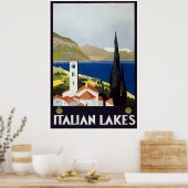Poster Art Déco Vintage voyage Lacs italiens (Cuisine)