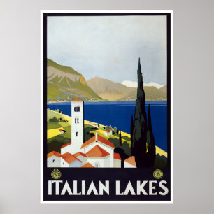 Poster Art Déco Vintage voyage Lacs italiens