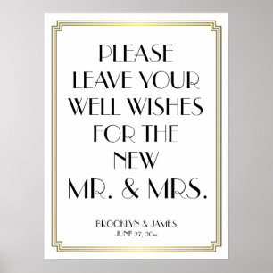 Poster Art Deco White And Gold Guestbook Sign 18x24