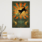 Poster Art Deco Winged Mystical Cat Wall Art (Cuisine)