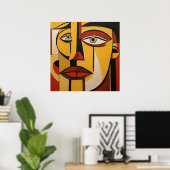 Poster Art Décor Jaune & Rouge Face (Bureau à domicile)