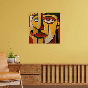 Poster Art Décor Jaune & Rouge Face