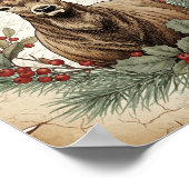 Poster Art découpage de cerfs de Noël vintage (Coin)