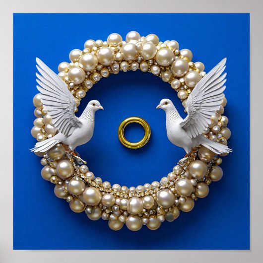 Poster Art des colombes de mariage (Devant)