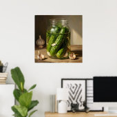 Poster Art des concombres verts, brins d'aneth et gousses (Bureau à domicile)