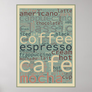 Poster Art des mots du menu du café