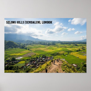 Poster Art des rizières de Selong Hill Sembalun Lombok