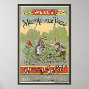 Poster Art d'étiquette de produit vintage, pilules de May