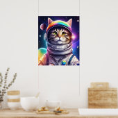 Poster Art d'illustration de chat spatial, Astronaut Cat  (Cuisine)