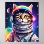 Poster Art d'illustration de chat spatial, Astronaut Cat  (Devant)