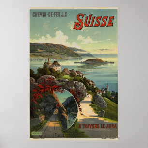 Poster Art d'illustration de voyage en Suisse vintage