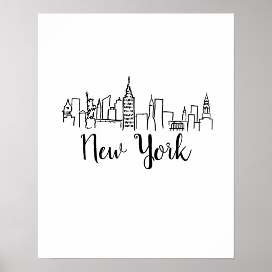Poster Art d'illustrations Skyline de New York (Devant)