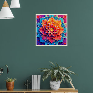 Poster Art d'impression d'énergie de prisme floral abstra