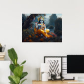 Poster Art divin du Seigneur Krishna bleu (Bureau à domicile)