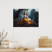 Poster Art divin du Seigneur Krishna bleu (Cuisine)