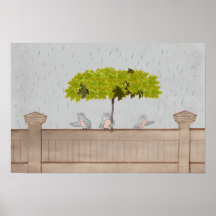 Art d'oiseau 3 Oiseaux sous la pluie