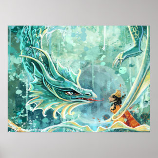 Poster Art Dragon d'eau
