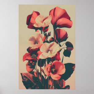 Poster Art dramatique de l'hibiscus sombre - Floral vinta