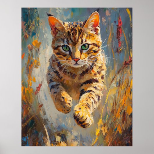 Poster Art du chat Bengal sauteur (Devant)