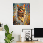 Poster Art du chat Bengal sauteur (Bureau à domicile)