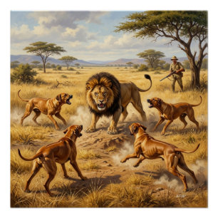 Poster Art du chien de Rhodes à crête dorsale Lion