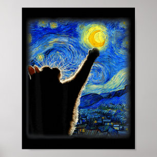Poster Art du ciel nocturne Chat Étoilé Art Chat Amateur 