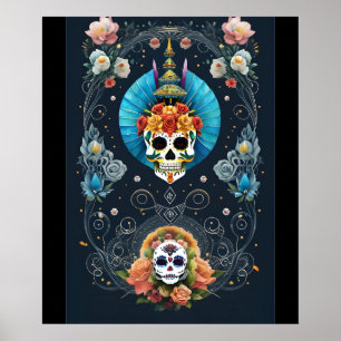Poster Art du crâne de sucre - Vibrant Dia de los Muertos
