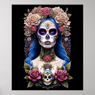 Poster Art du crâne sucre - Beauté florissante