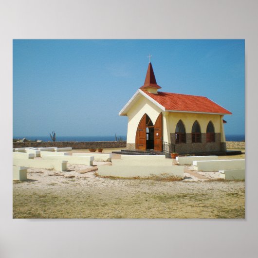 Poster Art du désert, architecture d'église de plage trop (Devant)
