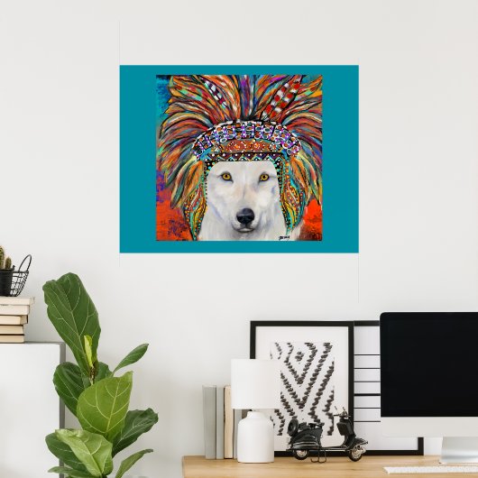 Poster Art du Loup Blanc (Bureau à domicile)