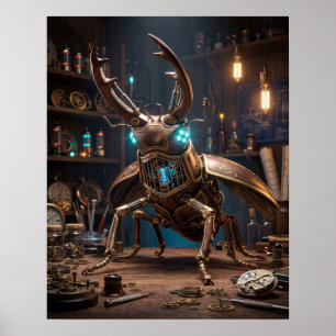 Poster Art du Lucane mécanique en bronze