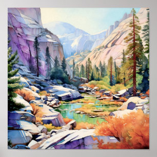 Poster Art du parc national Yosemite Imprimer