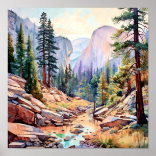 Poster Art du parc national Yosemite Imprimer